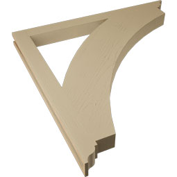 Ekena Millwork - BKTUR035X44X44THR01RCPR - Timberthane Faux Wood Thorton Style Bracket, Traditional Ends, 3 1/2"W x 44"D x 44"H, Primed Tan
