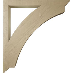 Ekena Millwork - BKTUR035X44X48THR01RCPR - Timberthane Faux Wood Thorton Style Bracket, Traditional Ends, 3 1/2"W x 44"D x 48"H, Primed Tan