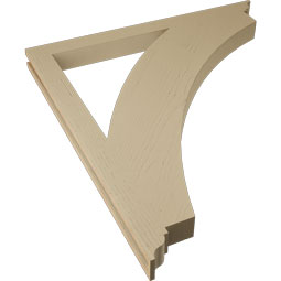 Ekena Millwork - BKTUR035X44X48THR01RCPR - Timberthane Faux Wood Thorton Style Bracket, Traditional Ends, 3 1/2"W x 44"D x 48"H, Primed Tan
