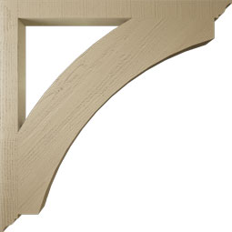 Ekena Millwork - BKTUR035X46X46THR01RCPR - Timberthane Faux Wood Thorton Style Bracket, Traditional Ends, 3 1/2"W x 46"D x 46"H, Primed Tan