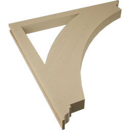Ekena Millwork - BKTUR035X46X46THR01RCPR - Timberthane Faux Wood Thorton Style Bracket, Traditional Ends, 3 1/2"W x 46"D x 46"H, Primed Tan