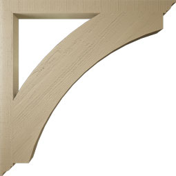 Ekena Millwork - BKTUR035X48X48THR01RCPR - Timberthane Faux Wood Thorton Style Bracket, Traditional Ends, 3 1/2"W x 48"D x 48"H, Primed Tan