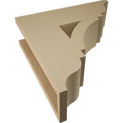 Ekena Millwork - BKTUR055X18X18THR01RCPR - Timberthane Faux Wood Thorton Style Bracket, Traditional Ends, 5 1/2"W x 18"D x 18"H, Primed Tan