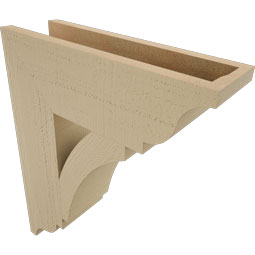 Ekena Millwork - BKTUR055X18X22THR01RCPR - Timberthane Faux Wood Thorton Style Bracket, Traditional Ends, 5 1/2"W x 18"D x 22"H, Primed Tan