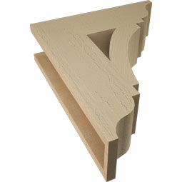Ekena Millwork - BKTUR055X18X22THR01RCPR - Timberthane Faux Wood Thorton Style Bracket, Traditional Ends, 5 1/2"W x 18"D x 22"H, Primed Tan