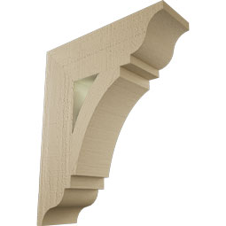 Ekena Millwork - BKTUR055X18X22THR01RCPR - Timberthane Faux Wood Thorton Style Bracket, Traditional Ends, 5 1/2"W x 18"D x 22"H, Primed Tan