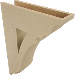 Ekena Millwork - BKTUR055X18X26THR01RCPR - Timberthane Faux Wood Thorton Style Bracket, Traditional Ends, 5 1/2"W x 18"D x 26"H, Primed Tan
