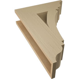 Ekena Millwork - BKTUR055X18X26THR01RCPR - Timberthane Faux Wood Thorton Style Bracket, Traditional Ends, 5 1/2"W x 18"D x 26"H, Primed Tan