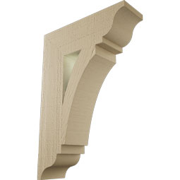 Ekena Millwork - BKTUR055X18X26THR01RCPR - Timberthane Faux Wood Thorton Style Bracket, Traditional Ends, 5 1/2"W x 18"D x 26"H, Primed Tan