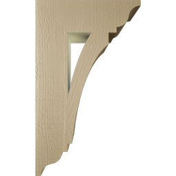 Ekena Millwork - BKTUR055X18X30THR01RCPR - Timberthane Faux Wood Thorton Style Bracket, Traditional Ends, 5 1/2"W x 18"D x 30"H, Primed Tan