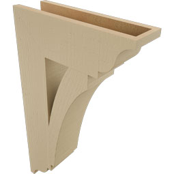 Ekena Millwork - BKTUR055X18X30THR01RCPR - Timberthane Faux Wood Thorton Style Bracket, Traditional Ends, 5 1/2"W x 18"D x 30"H, Primed Tan