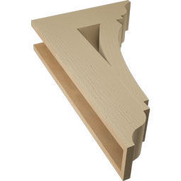 Ekena Millwork - BKTUR055X18X30THR01RCPR - Timberthane Faux Wood Thorton Style Bracket, Traditional Ends, 5 1/2"W x 18"D x 30"H, Primed Tan
