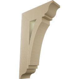Ekena Millwork - BKTUR055X18X30THR01RCPR - Timberthane Faux Wood Thorton Style Bracket, Traditional Ends, 5 1/2"W x 18"D x 30"H, Primed Tan