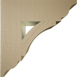 Ekena Millwork - BKTUR055X20X20THR01RCPR - Timberthane Faux Wood Thorton Style Bracket, Traditional Ends, 5 1/2"W x 20"D x 20"H, Primed Tan