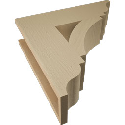 Ekena Millwork - BKTUR055X20X20THR01RCPR - Timberthane Faux Wood Thorton Style Bracket, Traditional Ends, 5 1/2"W x 20"D x 20"H, Primed Tan