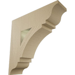 Ekena Millwork - BKTUR055X20X20THR01RCPR - Timberthane Faux Wood Thorton Style Bracket, Traditional Ends, 5 1/2"W x 20"D x 20"H, Primed Tan