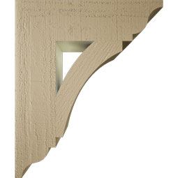 Ekena Millwork - BKTUR055X20X24THR01RCPR - Timberthane Faux Wood Thorton Style Bracket, Traditional Ends, 5 1/2"W x 20"D x 24"H, Primed Tan