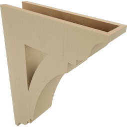 Ekena Millwork - BKTUR055X20X28THR01RCPR - Timberthane Faux Wood Thorton Style Bracket, Traditional Ends, 5 1/2"W x 20"D x 28"H, Primed Tan
