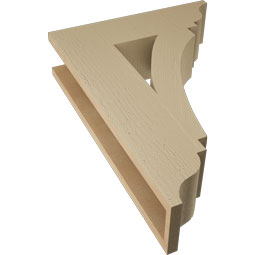 Ekena Millwork - BKTUR055X20X28THR01RCPR - Timberthane Faux Wood Thorton Style Bracket, Traditional Ends, 5 1/2"W x 20"D x 28"H, Primed Tan