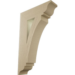 Ekena Millwork - BKTUR055X20X32THR01RCPR - Timberthane Faux Wood Thorton Style Bracket, Traditional Ends, 5 1/2"W x 20"D x 32"H, Primed Tan