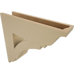 Ekena Millwork - BKTUR055X22X22THR01RCPR - Timberthane Faux Wood Thorton Style Bracket, Traditional Ends, 5 1/2"W x 22"D x 22"H, Primed Tan