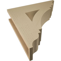 Ekena Millwork - BKTUR055X22X22THR01RCPR - Timberthane Faux Wood Thorton Style Bracket, Traditional Ends, 5 1/2"W x 22"D x 22"H, Primed Tan