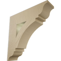 Ekena Millwork - BKTUR055X22X22THR01RCPR - Timberthane Faux Wood Thorton Style Bracket, Traditional Ends, 5 1/2"W x 22"D x 22"H, Primed Tan