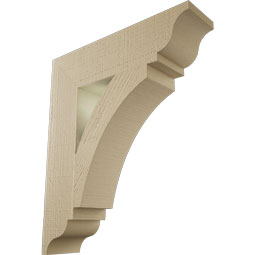 Ekena Millwork - BKTUR055X22X26THR01RCPR - Timberthane Faux Wood Thorton Style Bracket, Traditional Ends, 5 1/2"W x 22"D x 26"H, Primed Tan