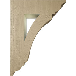 Ekena Millwork - BKTUR055X22X30THR01RCPR - Timberthane Faux Wood Thorton Style Bracket, Traditional Ends, 5 1/2"W x 22"D x 30"H, Primed Tan
