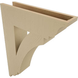 Ekena Millwork - BKTUR055X22X30THR01RCPR - Timberthane Faux Wood Thorton Style Bracket, Traditional Ends, 5 1/2"W x 22"D x 30"H, Primed Tan