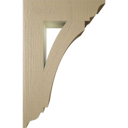Ekena Millwork - BKTUR055X22X34THR01RCPR - Timberthane Faux Wood Thorton Style Bracket, Traditional Ends, 5 1/2"W x 22"D x 34"H, Primed Tan
