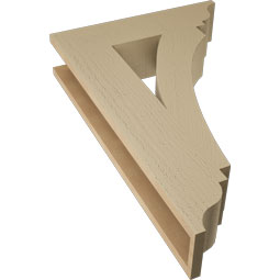 Ekena Millwork - BKTUR055X22X34THR01RCPR - Timberthane Faux Wood Thorton Style Bracket, Traditional Ends, 5 1/2"W x 22"D x 34"H, Primed Tan