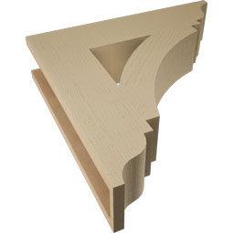 Ekena Millwork - BKTUR055X24X24THR01RCPR - Timberthane Faux Wood Thorton Style Bracket, Traditional Ends, 5 1/2"W x 24"D x 24"H, Primed Tan