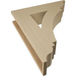 Ekena Millwork - BKTUR055X24X28THR01RCPR - Timberthane Faux Wood Thorton Style Bracket, Traditional Ends, 5 1/2"W x 24"D x 28"H, Primed Tan