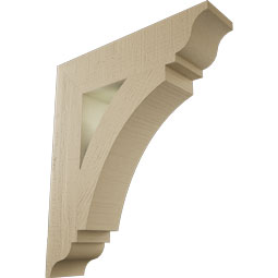 Ekena Millwork - BKTUR055X24X28THR01RCPR - Timberthane Faux Wood Thorton Style Bracket, Traditional Ends, 5 1/2"W x 24"D x 28"H, Primed Tan