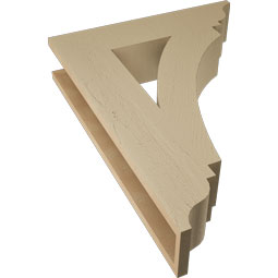 Ekena Millwork - BKTUR055X24X32THR01RCPR - Timberthane Faux Wood Thorton Style Bracket, Traditional Ends, 5 1/2"W x 24"D x 32"H, Primed Tan