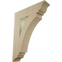 Ekena Millwork - BKTUR055X24X32THR01RCPR - Timberthane Faux Wood Thorton Style Bracket, Traditional Ends, 5 1/2"W x 24"D x 32"H, Primed Tan