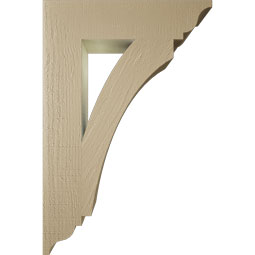 Ekena Millwork - BKTUR055X24X36THR01RCPR - Timberthane Faux Wood Thorton Style Bracket, Traditional Ends, 5 1/2"W x 24"D x 36"H, Primed Tan