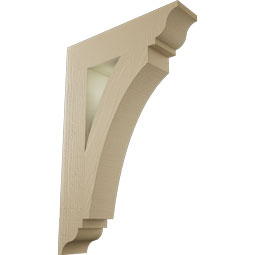 Ekena Millwork - BKTUR055X24X36THR01RCPR - Timberthane Faux Wood Thorton Style Bracket, Traditional Ends, 5 1/2"W x 24"D x 36"H, Primed Tan