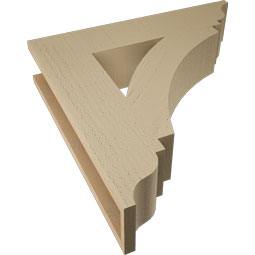 Ekena Millwork - BKTUR055X26X26THR01RCPR - Timberthane Faux Wood Thorton Style Bracket, Traditional Ends, 5 1/2"W x 26"D x 26"H, Primed Tan