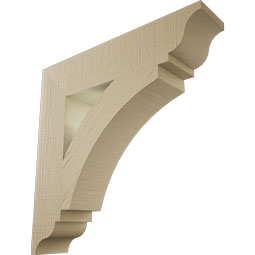 Ekena Millwork - BKTUR055X26X26THR01RCPR - Timberthane Faux Wood Thorton Style Bracket, Traditional Ends, 5 1/2"W x 26"D x 26"H, Primed Tan