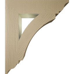 Ekena Millwork - BKTUR055X26X30THR01RCPR - Timberthane Faux Wood Thorton Style Bracket, Traditional Ends, 5 1/2"W x 26"D x 30"H, Primed Tan
