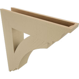 Ekena Millwork - BKTUR055X26X30THR01RCPR - Timberthane Faux Wood Thorton Style Bracket, Traditional Ends, 5 1/2"W x 26"D x 30"H, Primed Tan