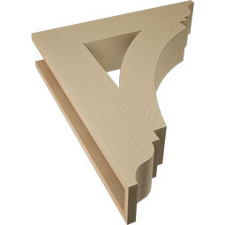 Ekena Millwork - BKTUR055X26X30THR01RCPR - Timberthane Faux Wood Thorton Style Bracket, Traditional Ends, 5 1/2"W x 26"D x 30"H, Primed Tan