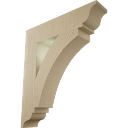 Ekena Millwork - BKTUR055X26X30THR01RCPR - Timberthane Faux Wood Thorton Style Bracket, Traditional Ends, 5 1/2"W x 26"D x 30"H, Primed Tan