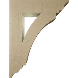 Ekena Millwork - BKTUR055X26X34THR01RCPR - Timberthane Faux Wood Thorton Style Bracket, Traditional Ends, 5 1/2"W x 26"D x 34"H, Primed Tan