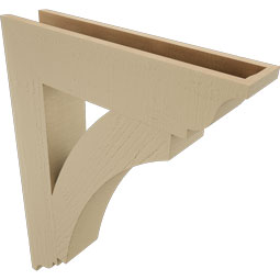 Ekena Millwork - BKTUR055X26X34THR01RCPR - Timberthane Faux Wood Thorton Style Bracket, Traditional Ends, 5 1/2"W x 26"D x 34"H, Primed Tan