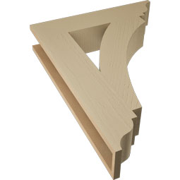 Ekena Millwork - BKTUR055X26X34THR01RCPR - Timberthane Faux Wood Thorton Style Bracket, Traditional Ends, 5 1/2"W x 26"D x 34"H, Primed Tan