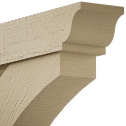 Ekena Millwork - BKTUR055X26X38THR01RCPR - Timberthane Faux Wood Thorton Style Bracket, Traditional Ends, 5 1/2"W x 26"D x 38"H, Primed Tan