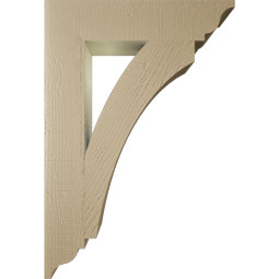 Ekena Millwork - BKTUR055X26X38THR01RCPR - Timberthane Faux Wood Thorton Style Bracket, Traditional Ends, 5 1/2"W x 26"D x 38"H, Primed Tan